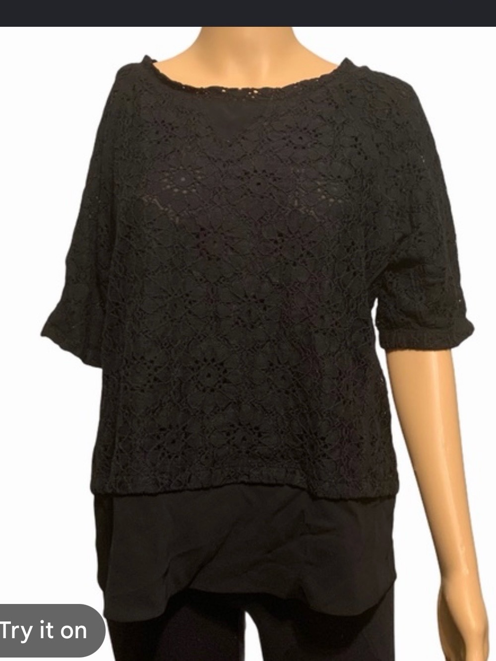 Banana Republic Black Crochet Layered Tunic Top
